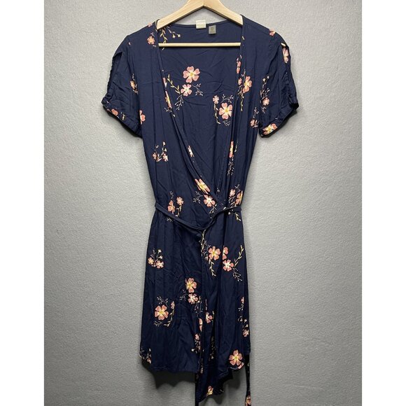 Roxy Womens Floral Kimono Robe Cardigan With Tie Waist EU M US 8 Navy Pink - Picture 1 of 7